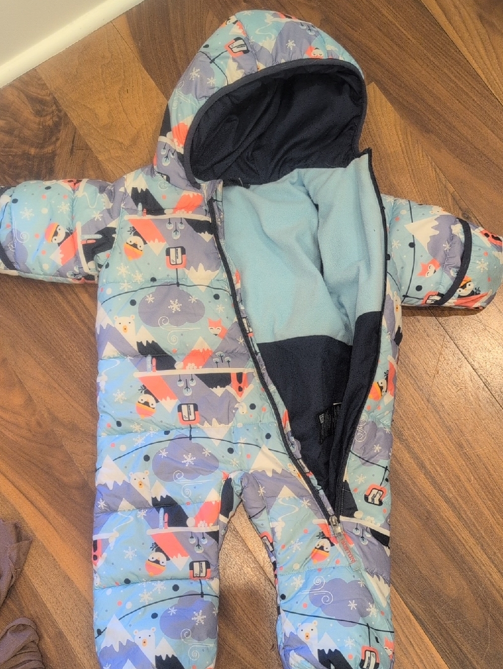 Burton Snowsuit One-Piece with Hood – Light Blue Winter Print